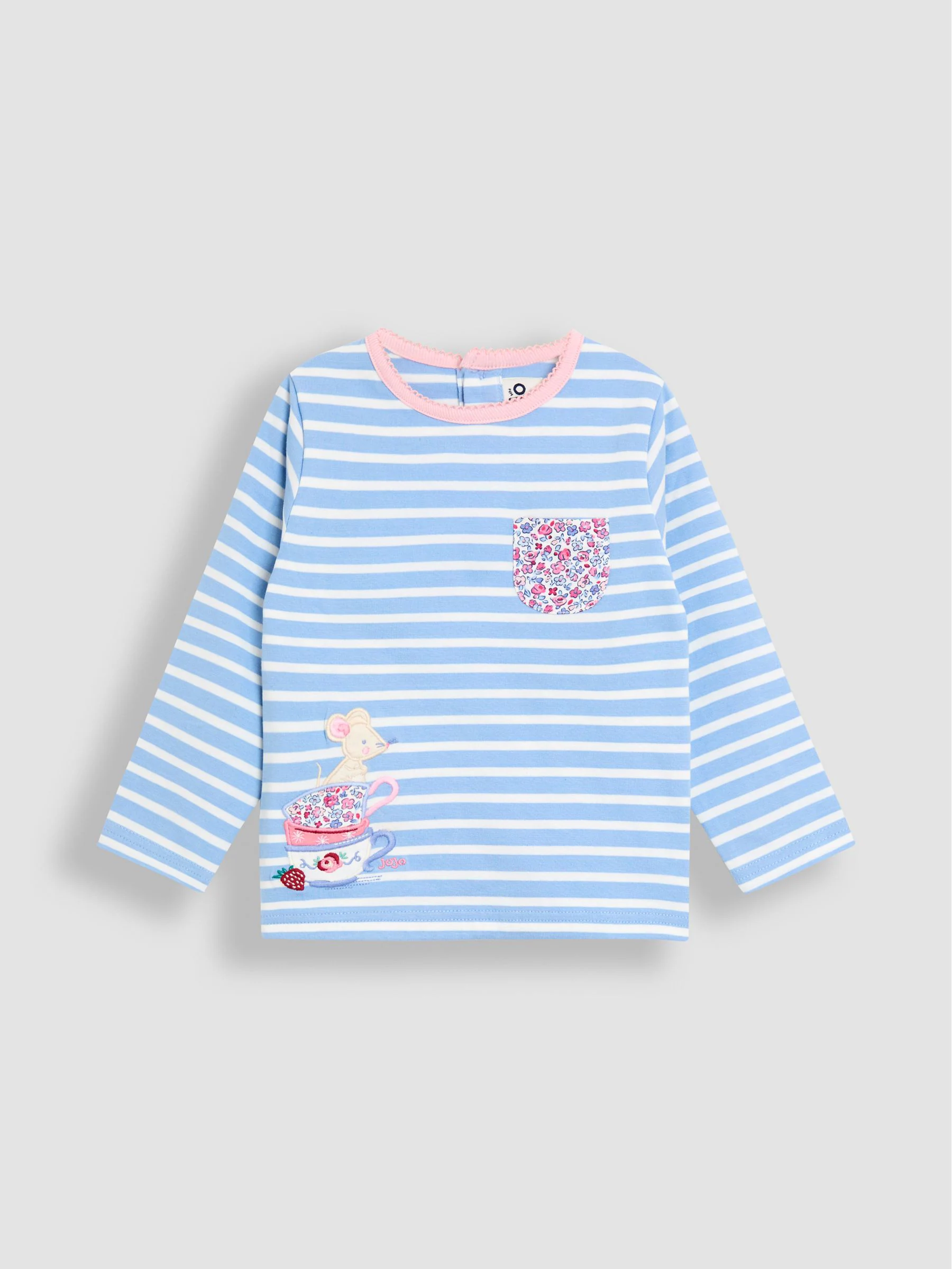 Blue Mouse Tea Party - JoJo Maman Bébé top met Strepen applicatie