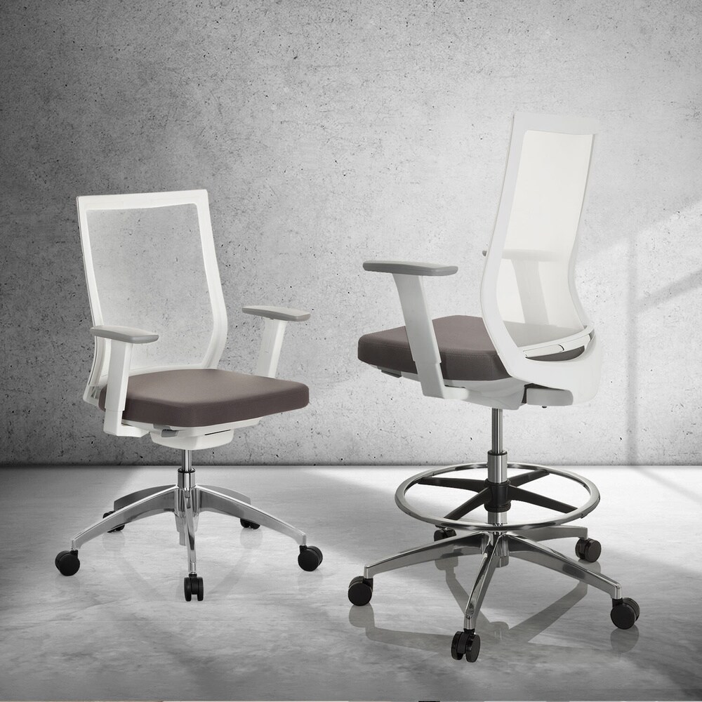 Profi Bürostuhl ASPEN WHITE Stoff/Netzstoff mit Armlehnen (höhenverstellbar) hjh OFFICE