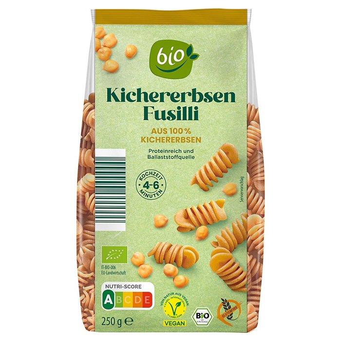 BIO Bio-Gemüse Pasta 250 g, Kichererbse Fusilli