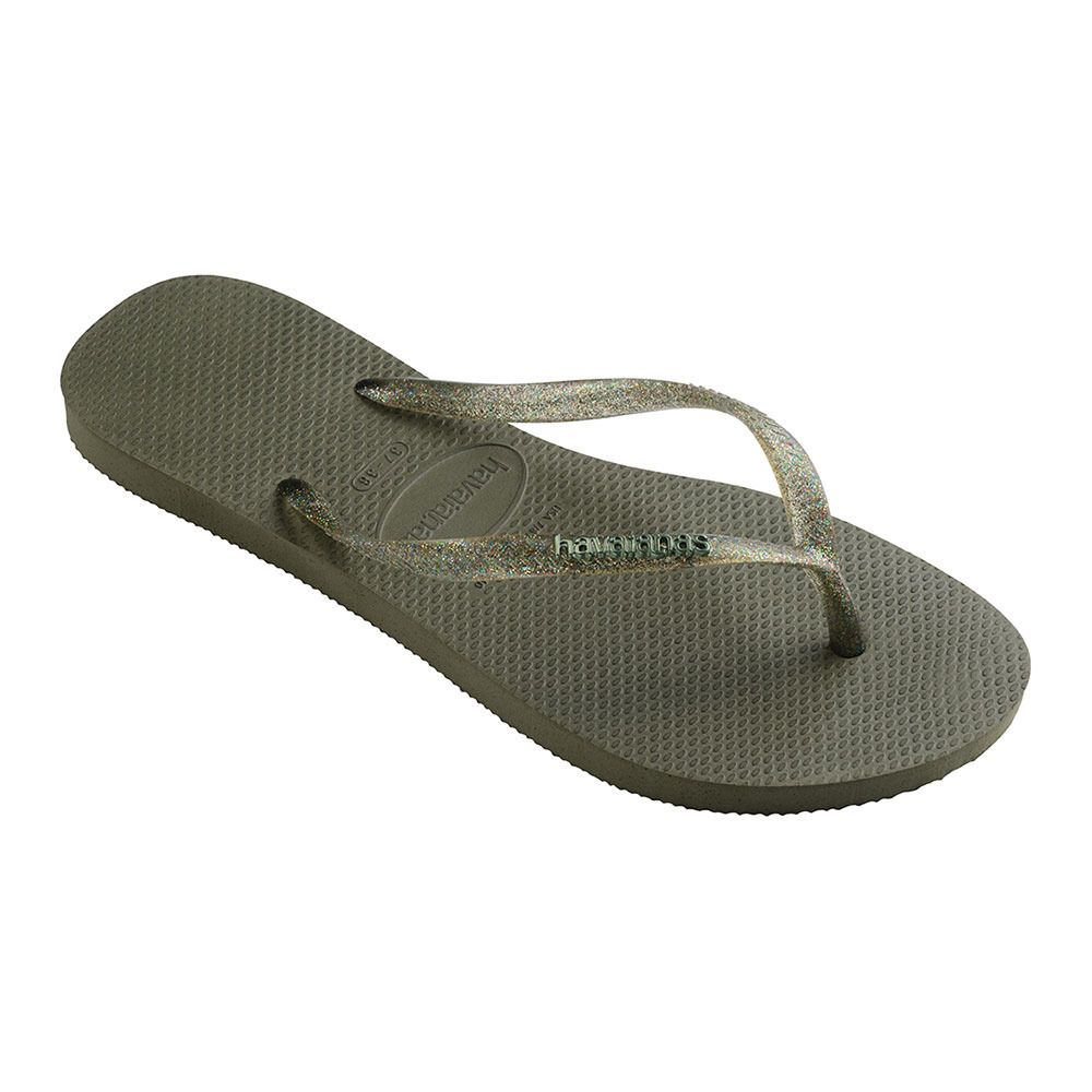 Havaianas SLIM LOGO METALLIC - Tongs Femme green