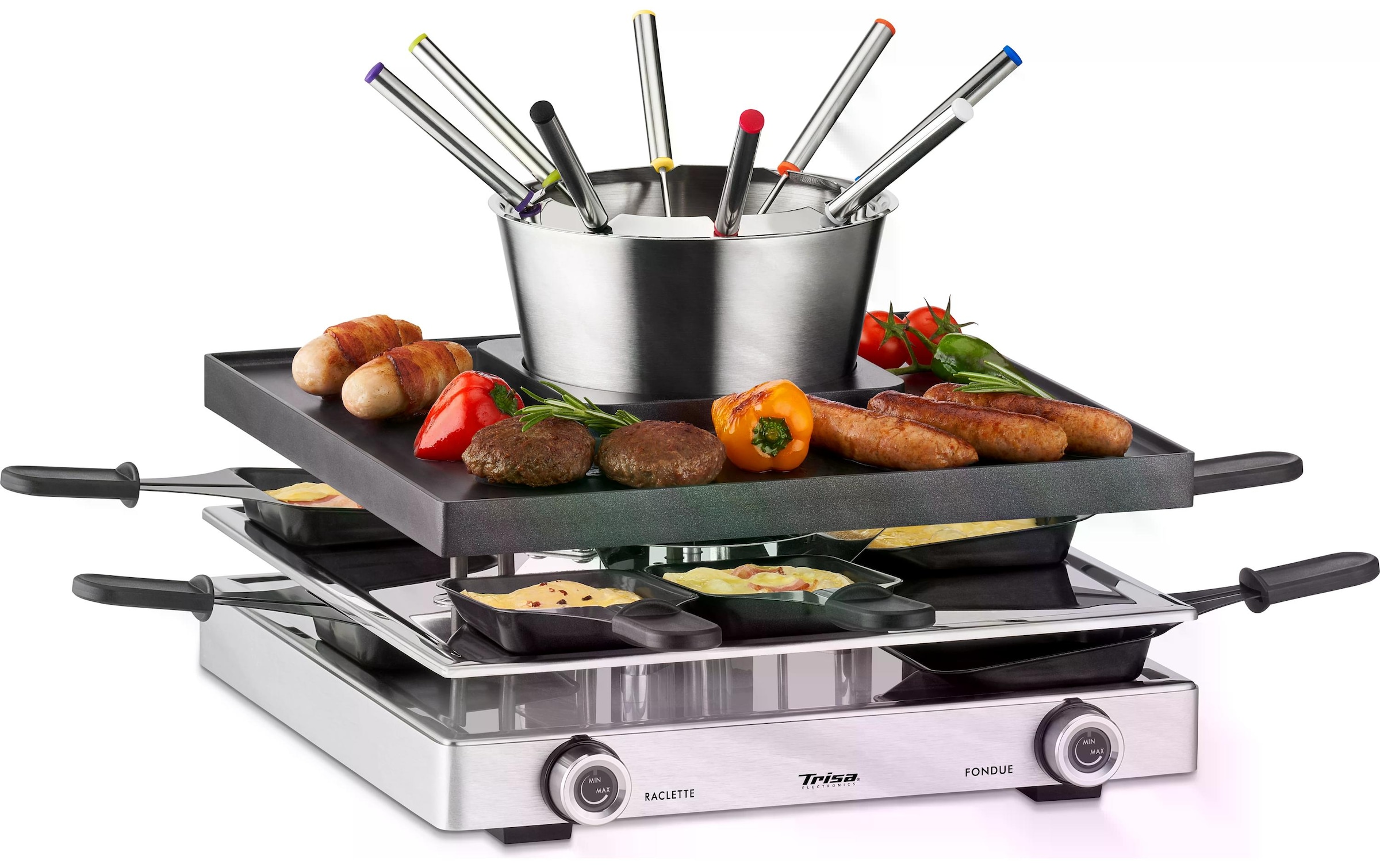 Trisa Raclette »Fondue Fusion 8 Personen« 8 Stk. Raclettepfännchen 1.750 W
