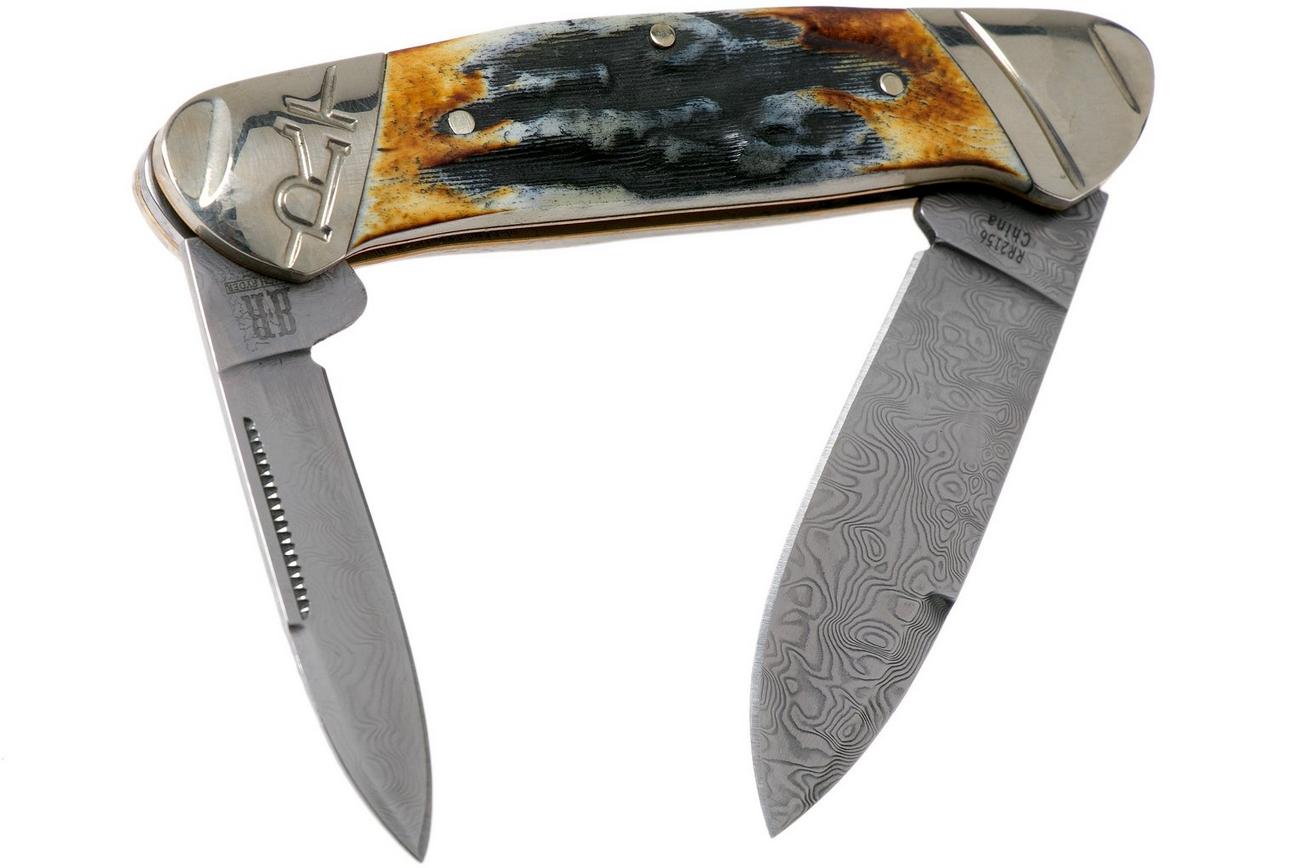 Rough Ryder Canoe Cinnamon Stag RR2156 Damascus slipjoint zakmes
