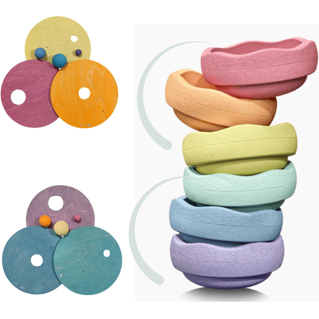 grimm's x stapelstein rolling discs - warm pastel - 3st