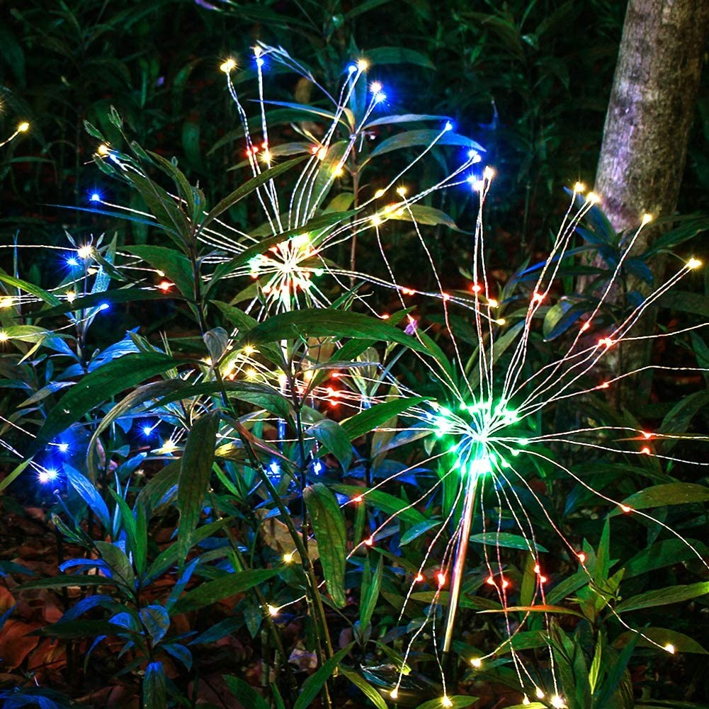 120 LED's Solar Lampe Outdoor Gartenleuchte Feuerwerk Rasen Beleuchtung Laterne Wasserfest (IP65) - Bunt
