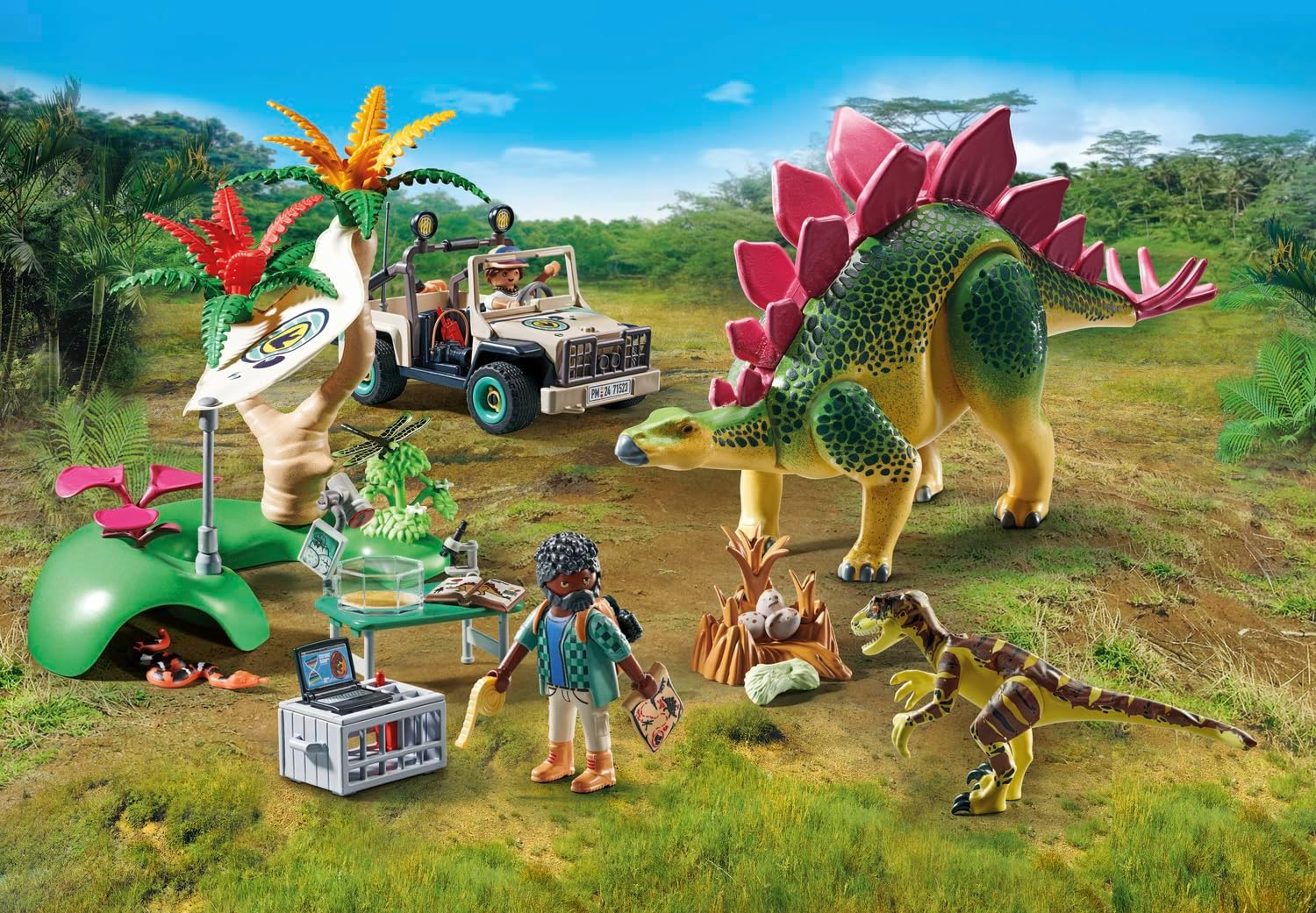 (93-tlg. Set) Dinos Kinder Spielzeug Figuren Bricks Elemente (71523) - Forschungscamp
