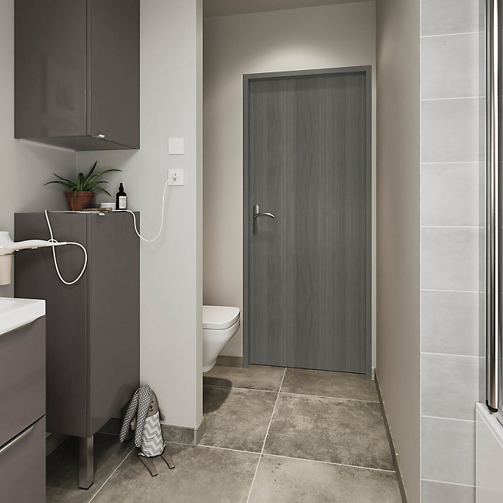 Bloc-porte Alpille effet bois gris H.204 x l.83 cm, réversible