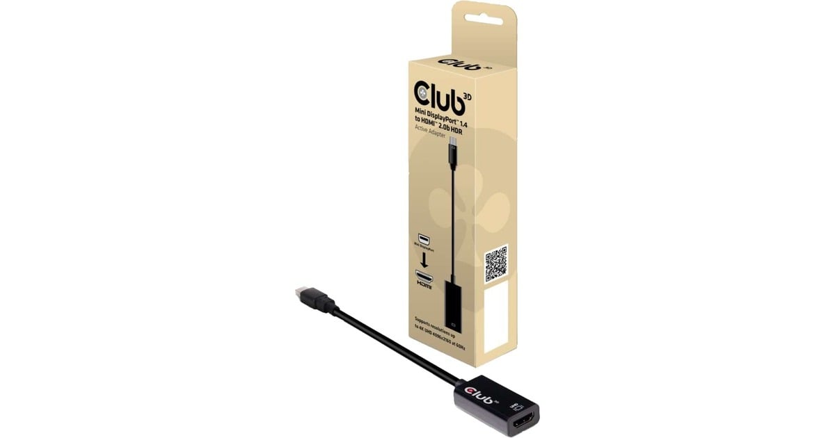Club 3DMini DisplayPort 1.4 > HDMI 2.0b HDR Active Adapter  (Zwart)