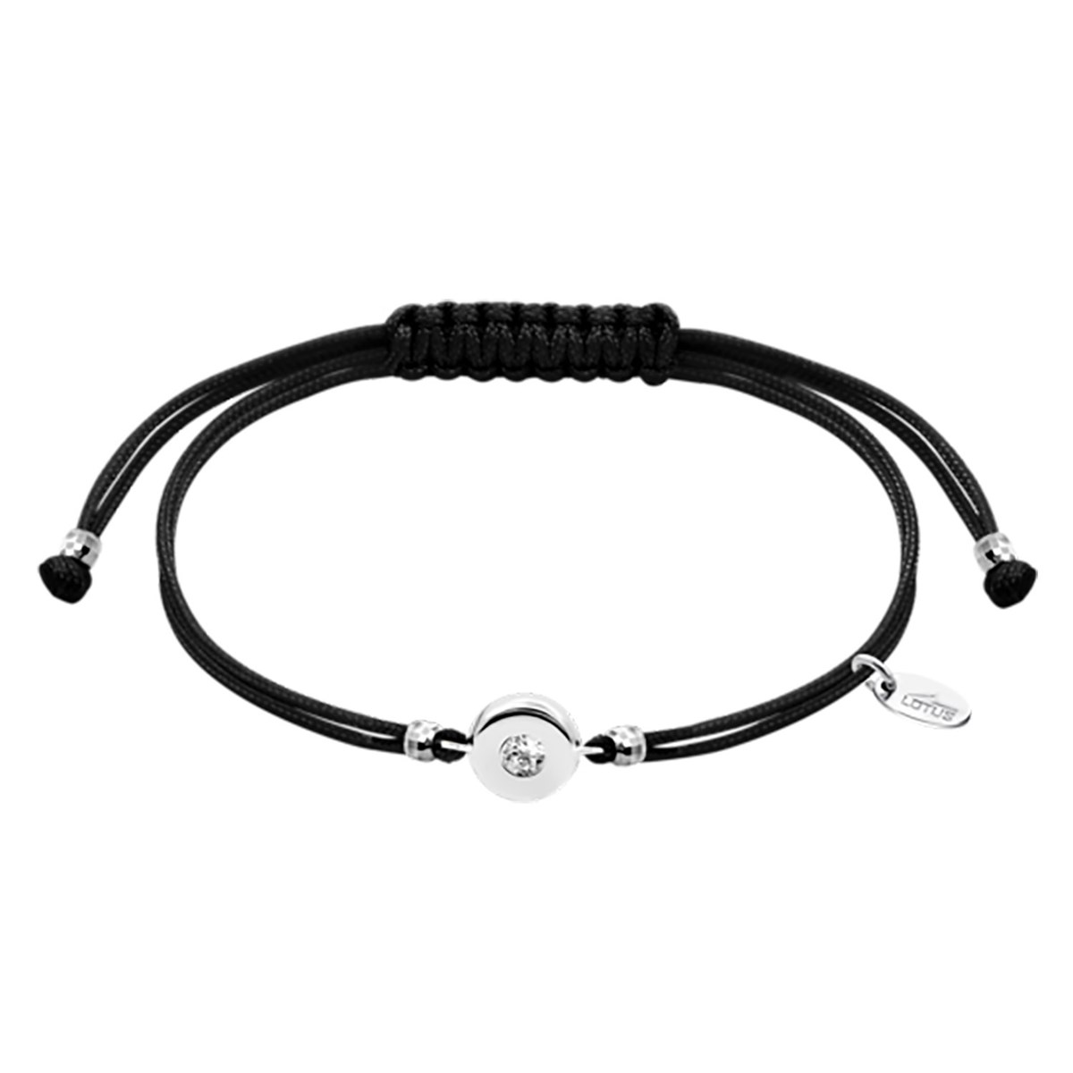 Bracelet Lotus Siver cordon noir oxyde