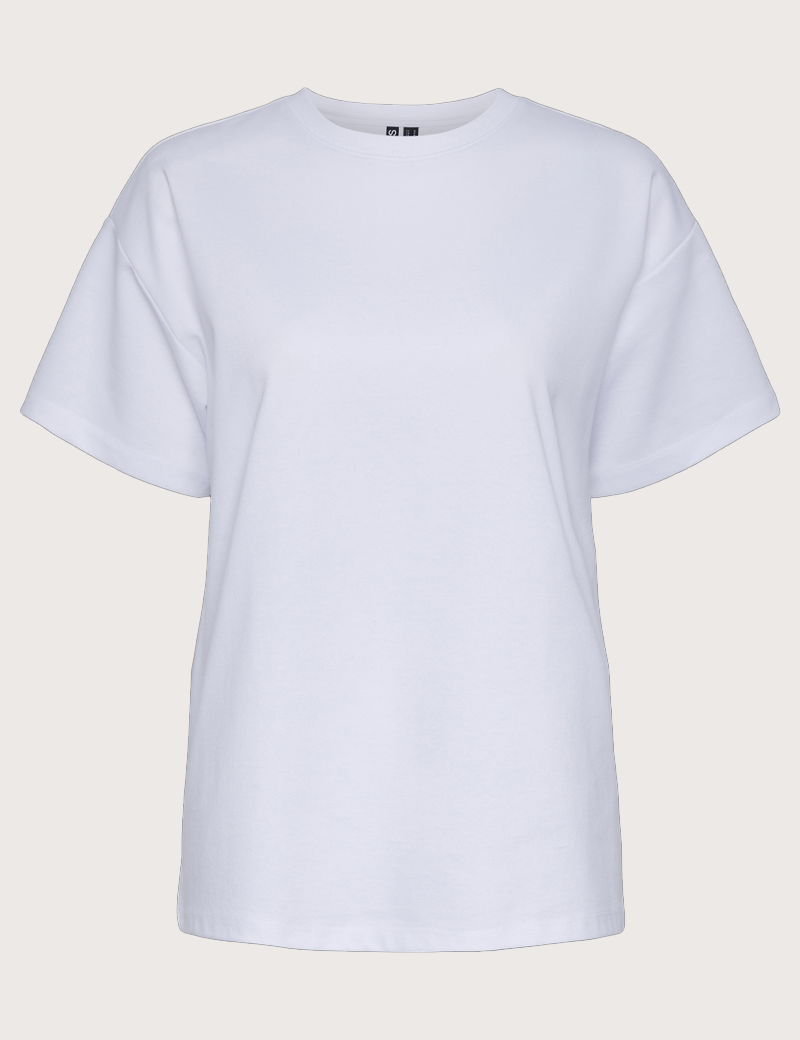 PIECES T-SHIRT FEMME BASIQUE OVERSIZE SKYLAR BLANC