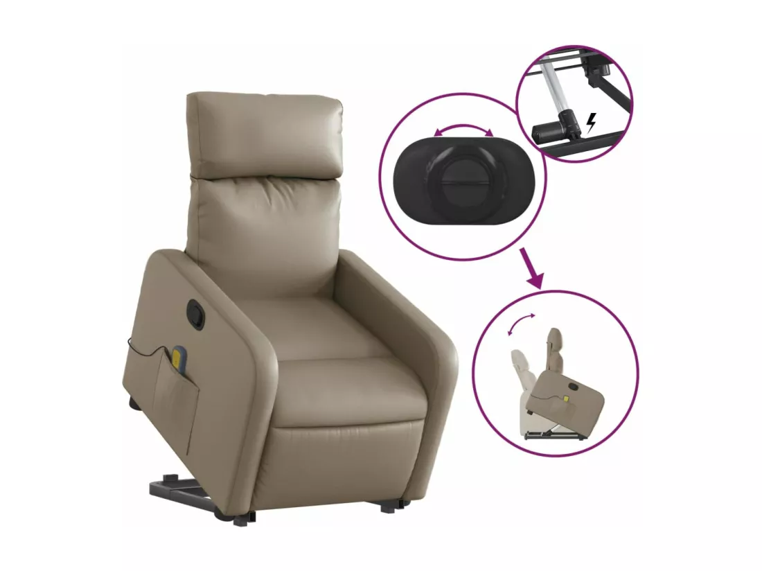 Fauteuil inclinable massant Cappuccino Similicuir