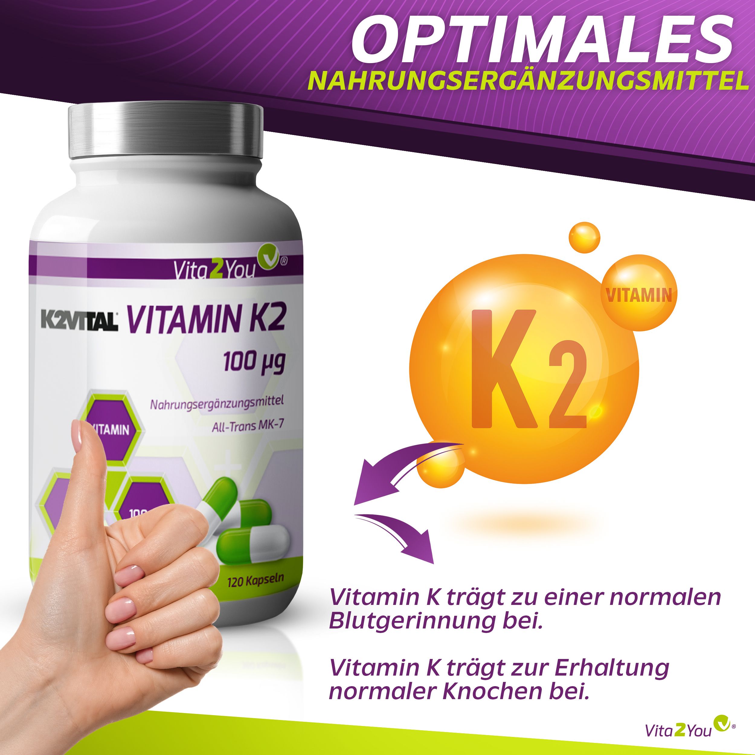 Vita2You Vitamin K2 100µg Kapseln - all trans