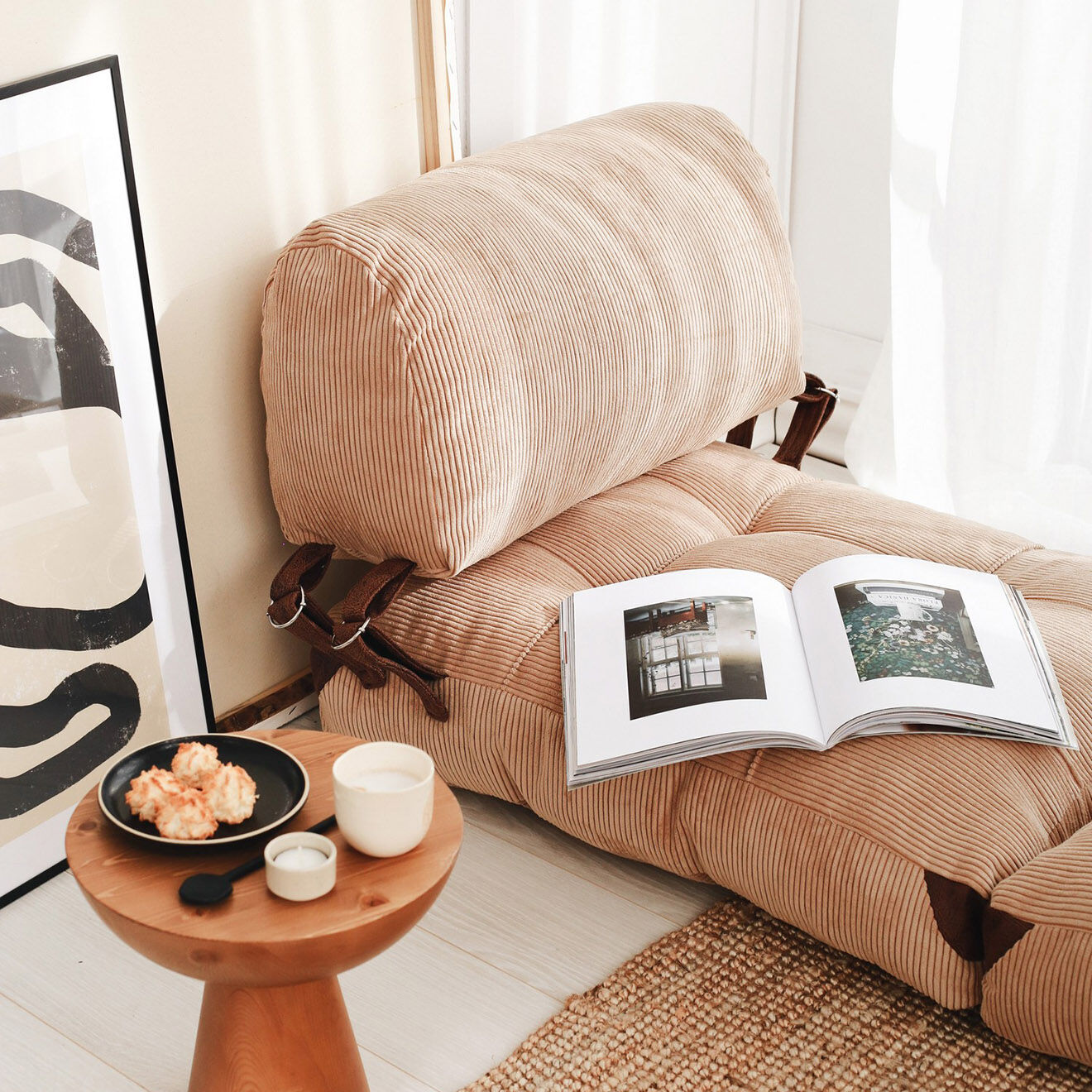 Atelier del Sofa Chauffeuse convertible Fold camel - 80x70x60 cm
