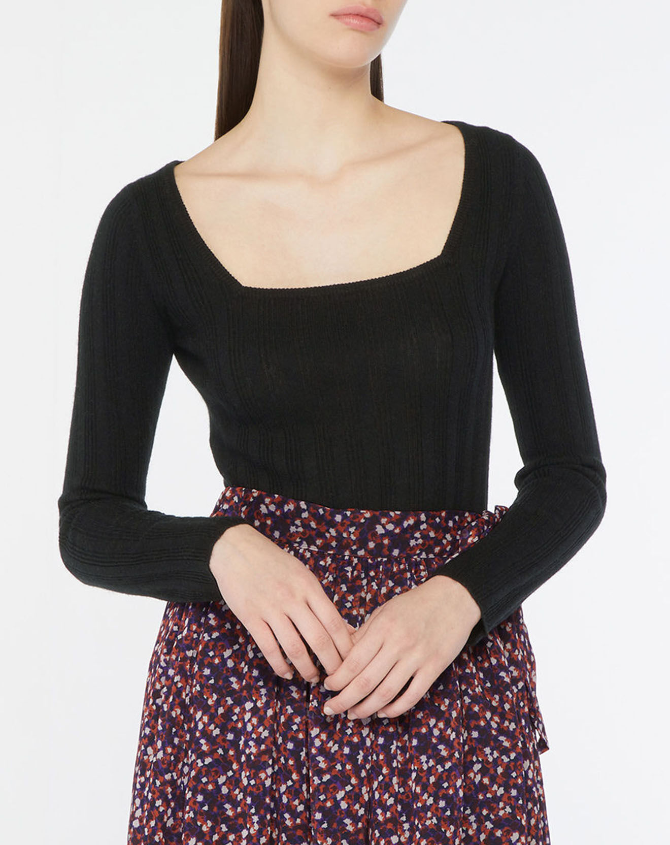 Galeries Lafayette Pull en Laine & Cachemire Sacha col danseuse noir
