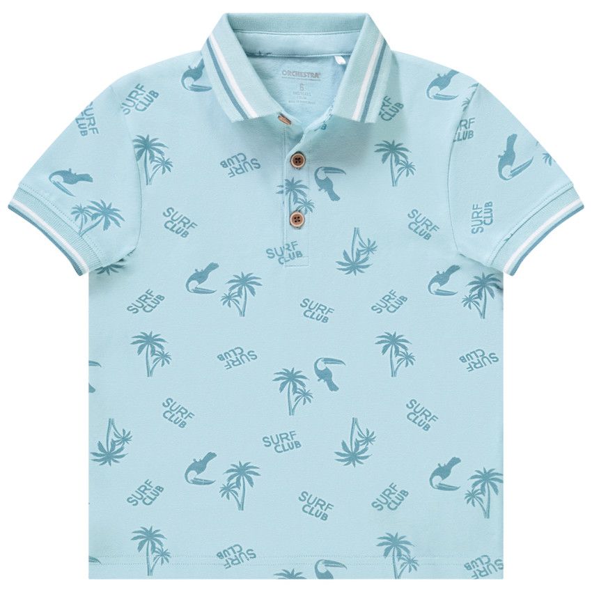 Polo manches courtes en jersey avec imprimé pour garçon - Bleu