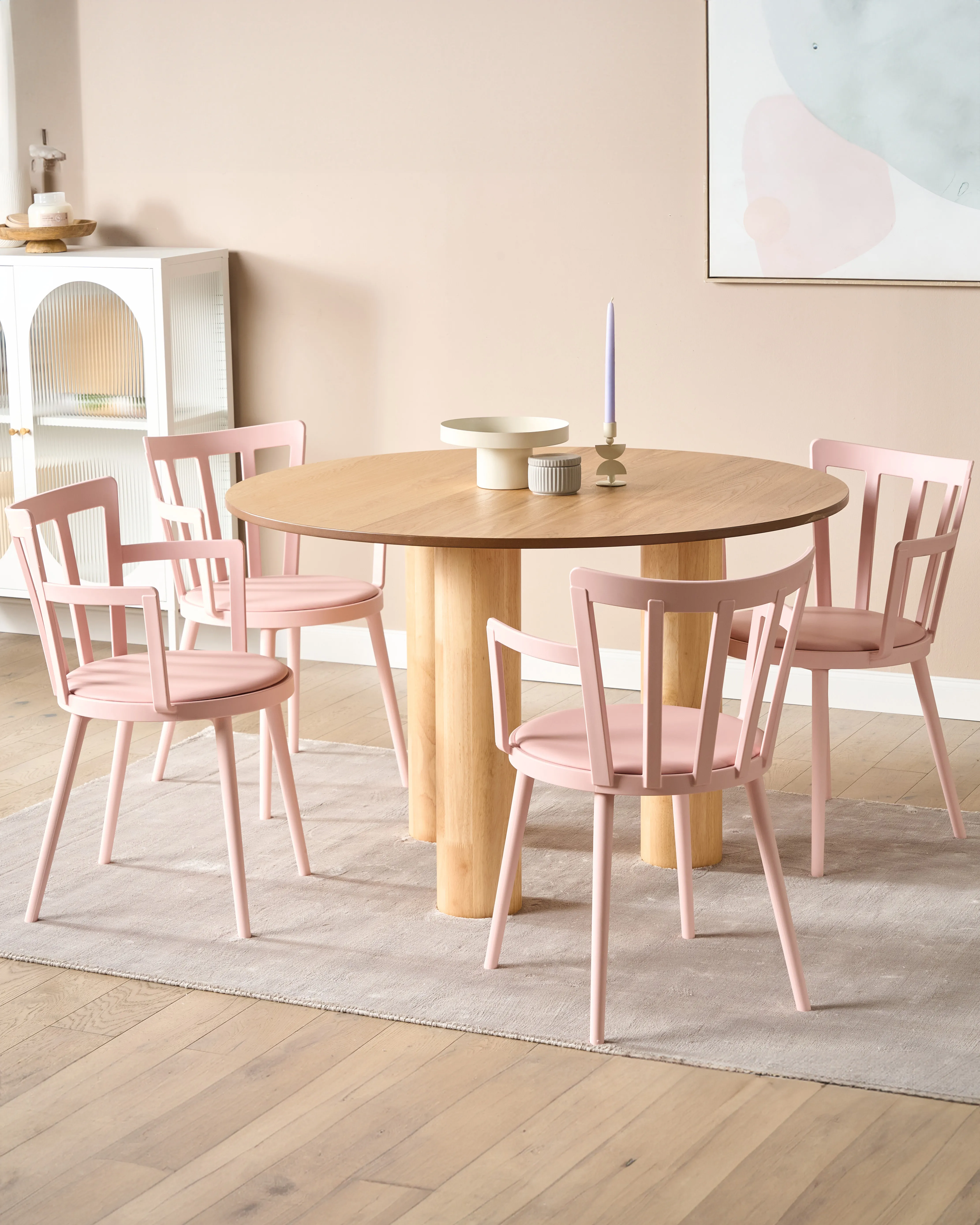 Set van 4 eetkamerstoelen MORILL Pastelroze