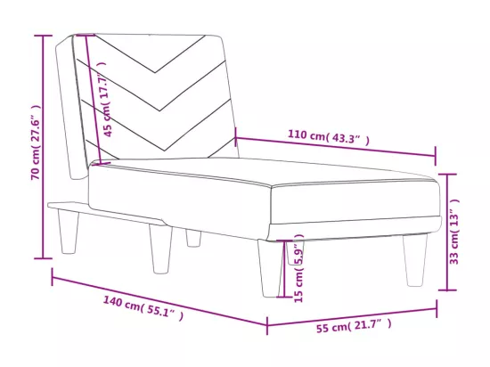 Chaise longue gris clair tissu