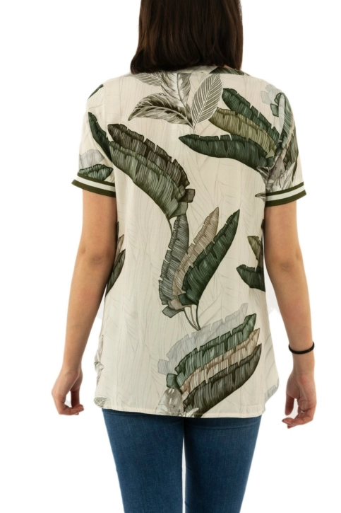 tee shirt geisha 03216-20 000010 - off-white/green combi