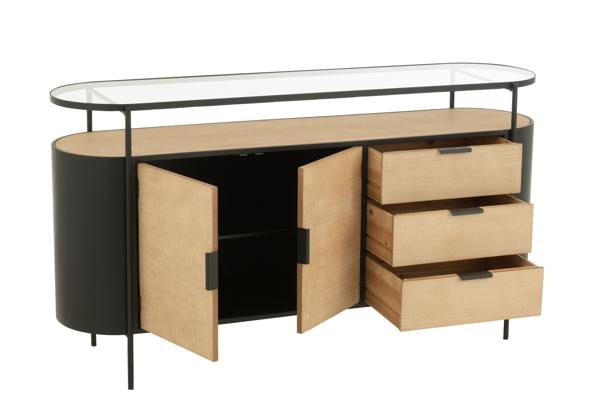 Dressoir Ovy Iron naturel/zwart