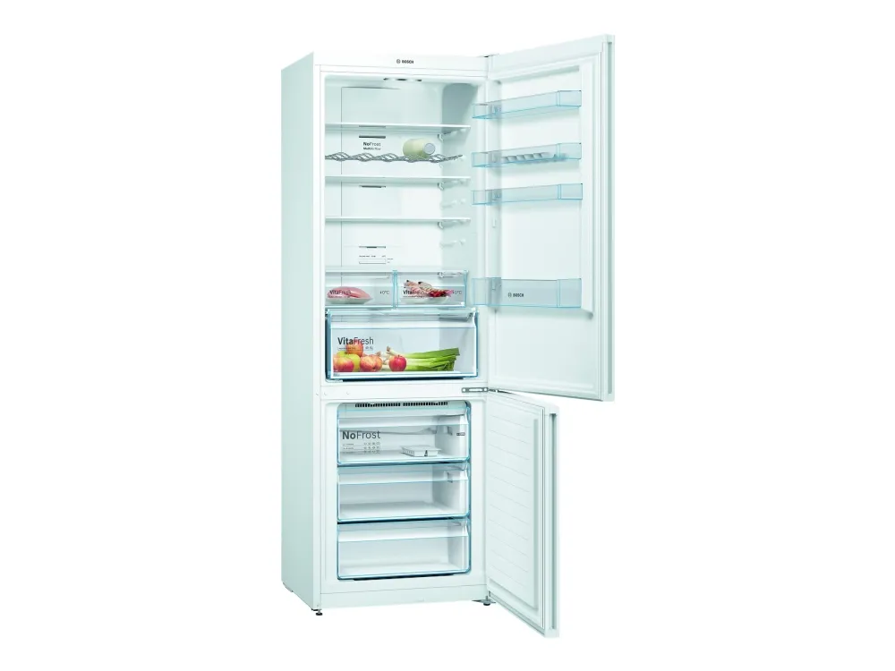 Bosch Serie | 4 KGN49XWEA - Køleskab/fryser - bund-fryser - bredde: 70 cm - dybde: 67 cm - højde: 203 cm - 438 liter - Klasse E - hvid