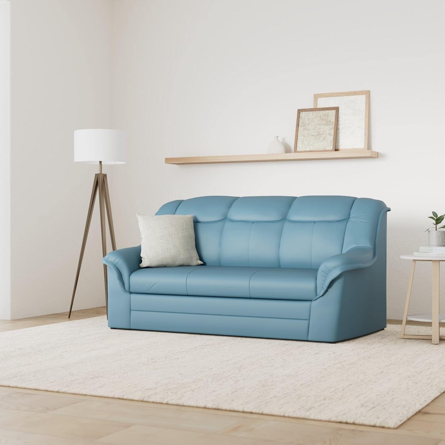 DOMO. collection Sofa Berlin, klassisches 3er Sofa, Polstergarnitur mit hochwertigem Federkern, 3 Sitzer 178 x 90 x 89 cm (BxTxH), blau