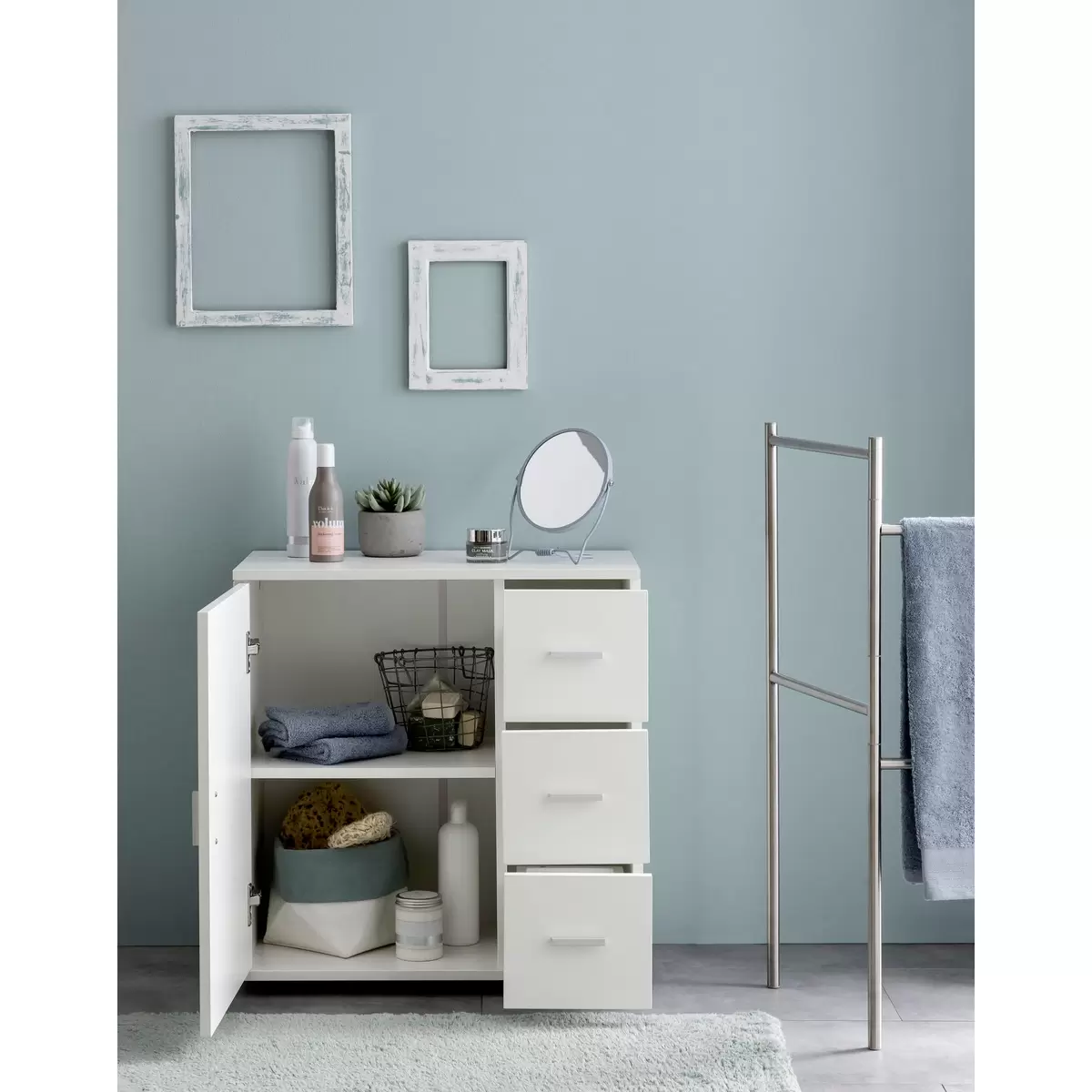 Kommode Almanera silber,weiss