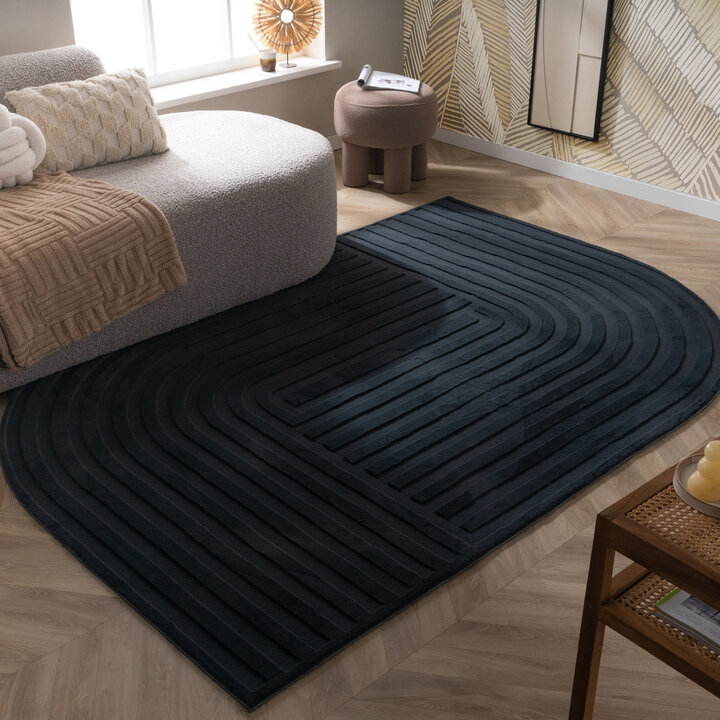 Organisch Vloerkleed - Flowy Lines Antraciet | Wasbaar