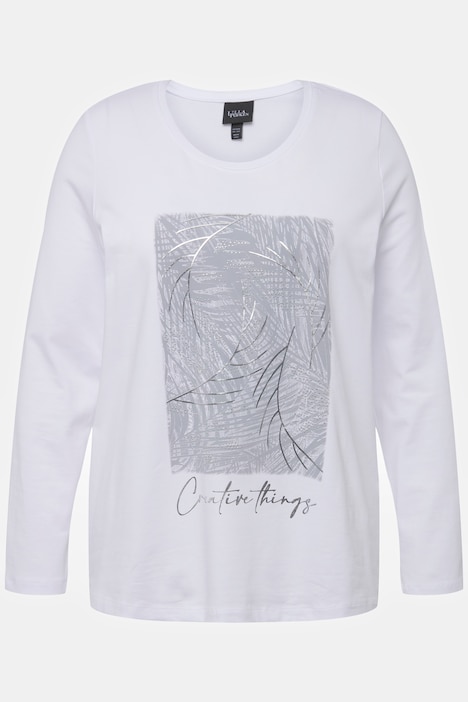 Shirt, Metallic-Druck, Rundhals, Langarm