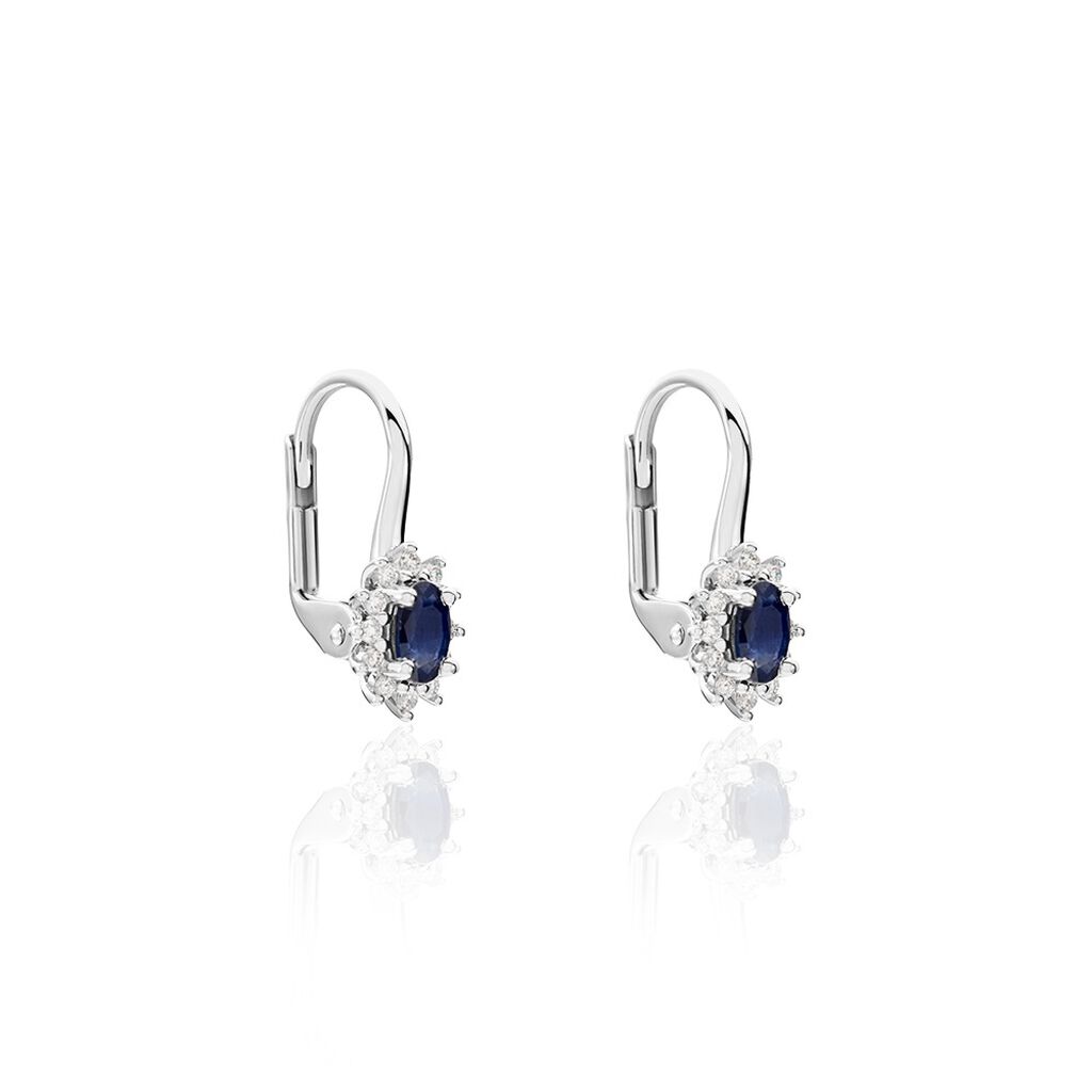 Boucles D'oreilles Pendantes Vladimir Or Blanc Saphir Diamant
