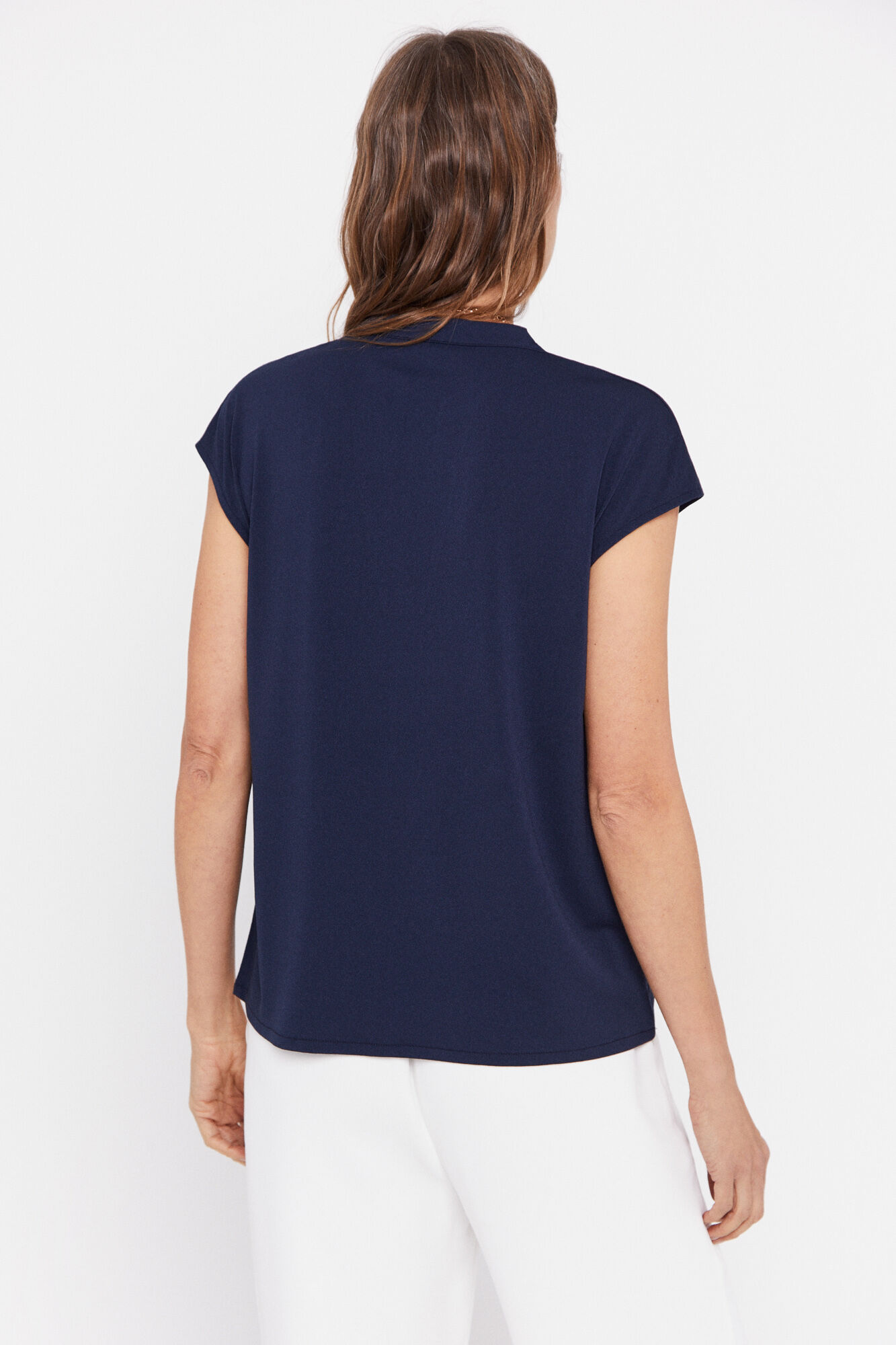 Blusa de malha fluida - Azul marinho