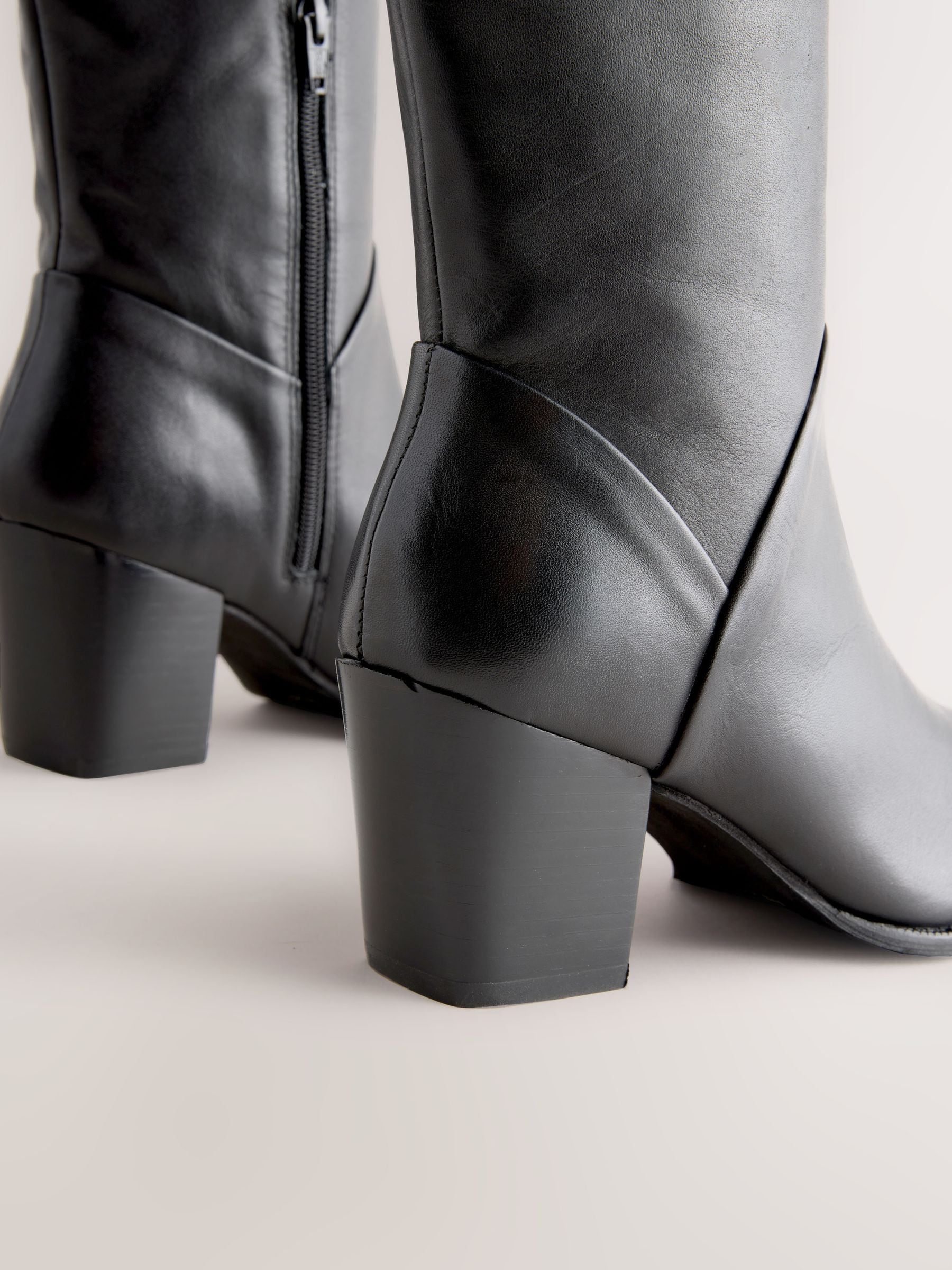 Zwart leer - Forever Comfort® Western Block Heel Knee High Boots