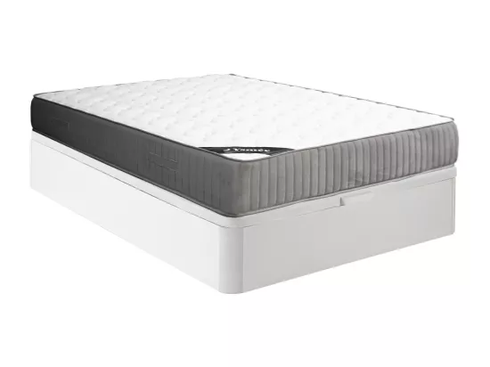 Ensemble 140 x 190 cm sommier coffre blanc + matelas mousse HR et accueil latex ép.30cm - MALINO de YSMÉE