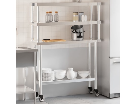 VIDAXL - Mobilier de cuisine Table de travail de cuisine avec étagère 110x30x150 cm inox