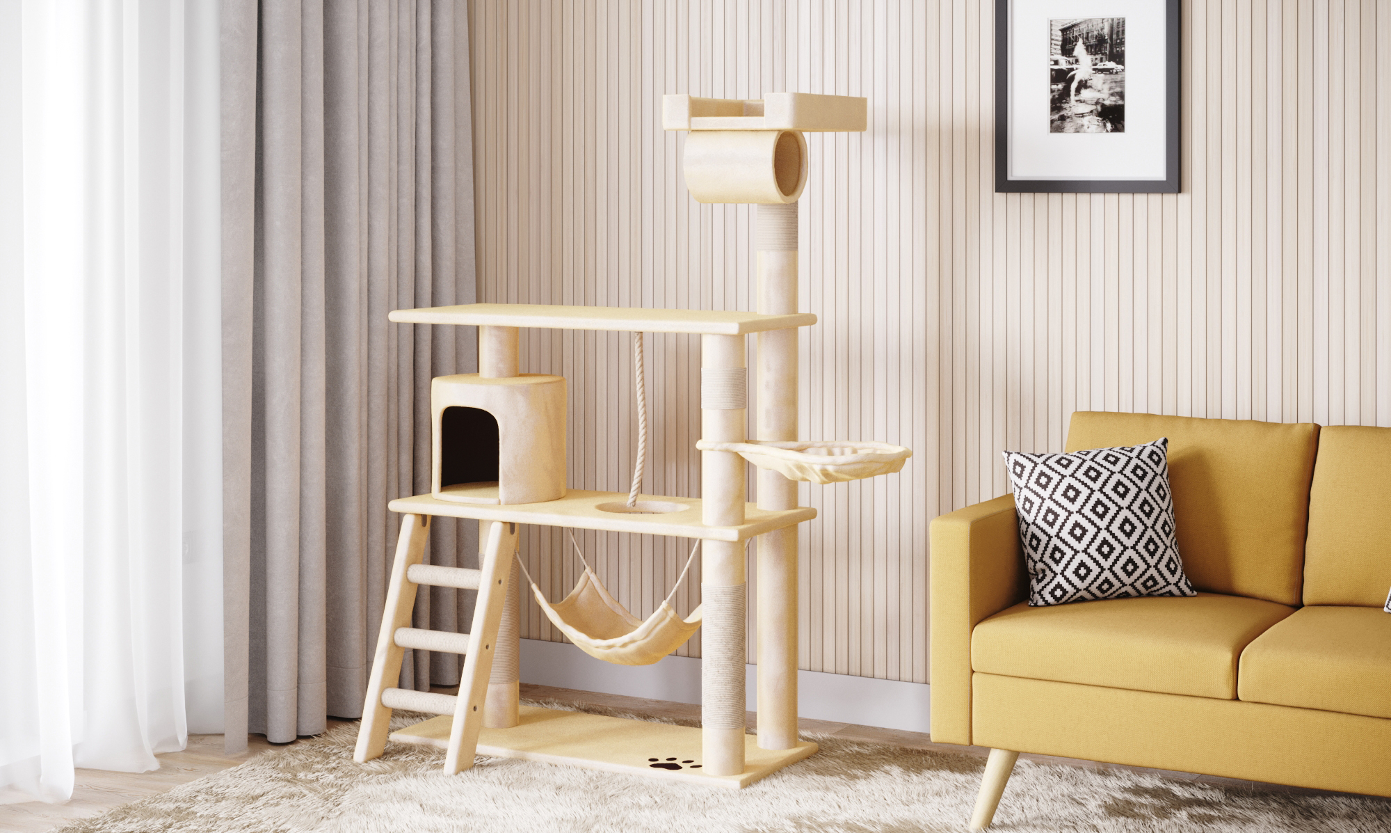 Katzenbaum SIMBA 141 cm beige