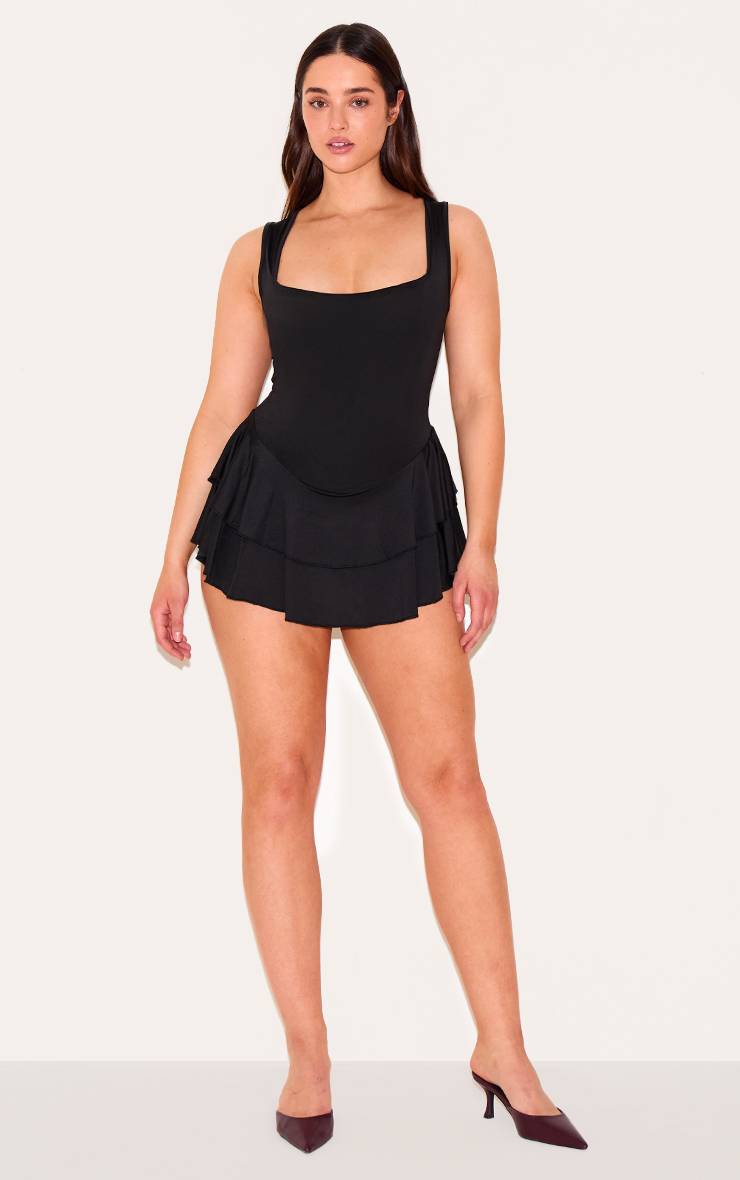Noir Combi-short À Volants Ajustée
