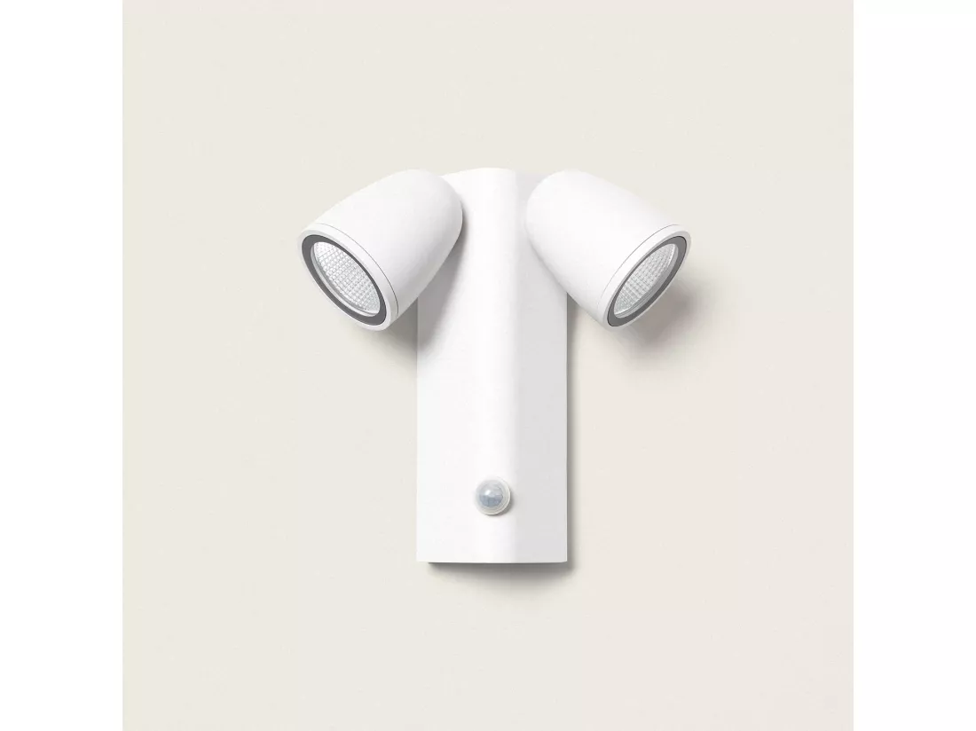 Applique Murale Extérieure LED 12W Aluminium avec Détecteur de Mouvement PIR Abel 2 Spots Blanc