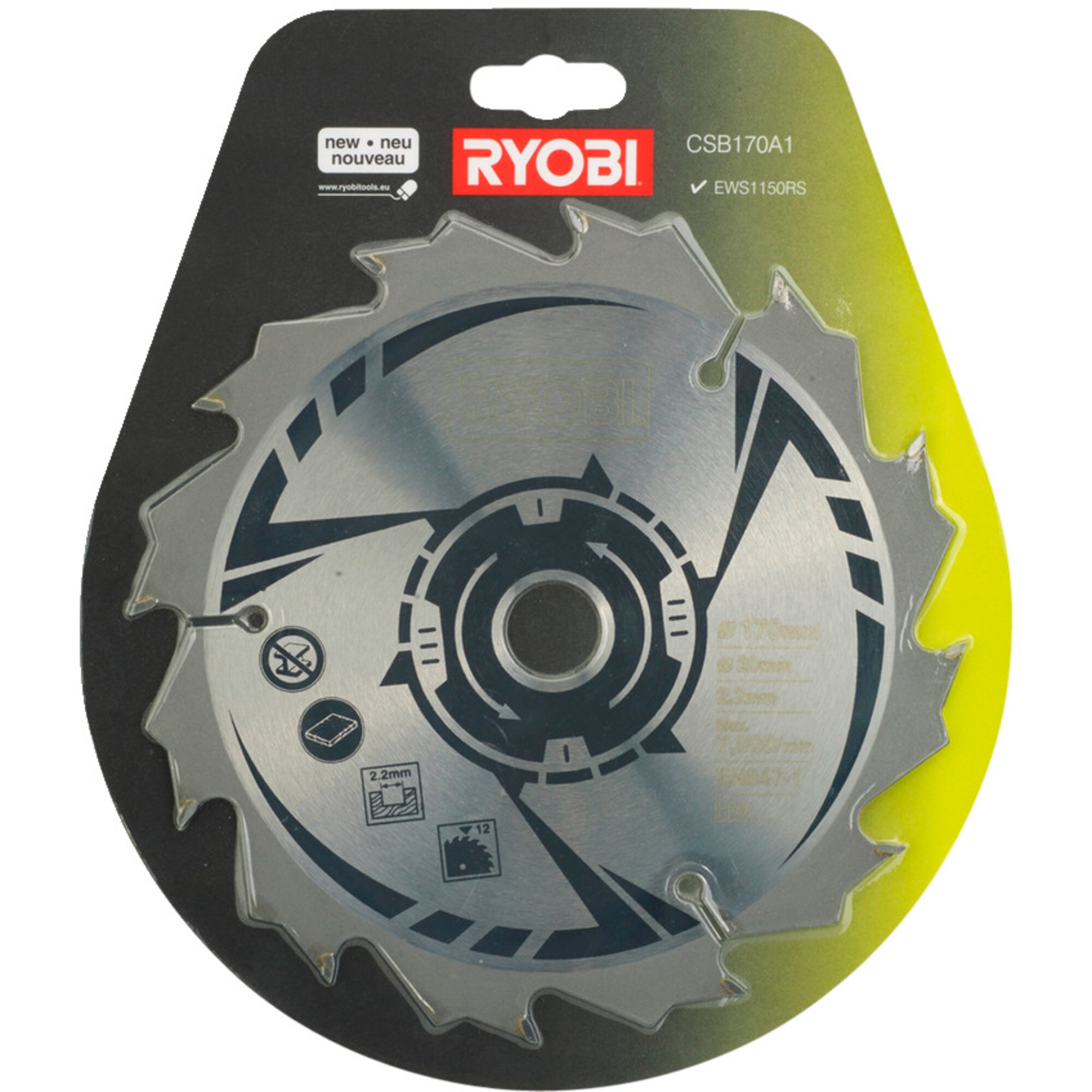 Ryobi Sägeblatt HM-Kreissägeblatt CSB170A1, Ø 170mm, 12Z