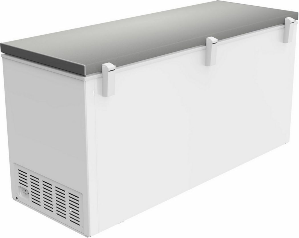 Congélateur coffre professionnel METRO GHF2700S, acier, 188 x 73,5 x 94,5 cm, 700 L, 125 W, 3 paniers, éclairage LED, avec serrure, blanc/gris