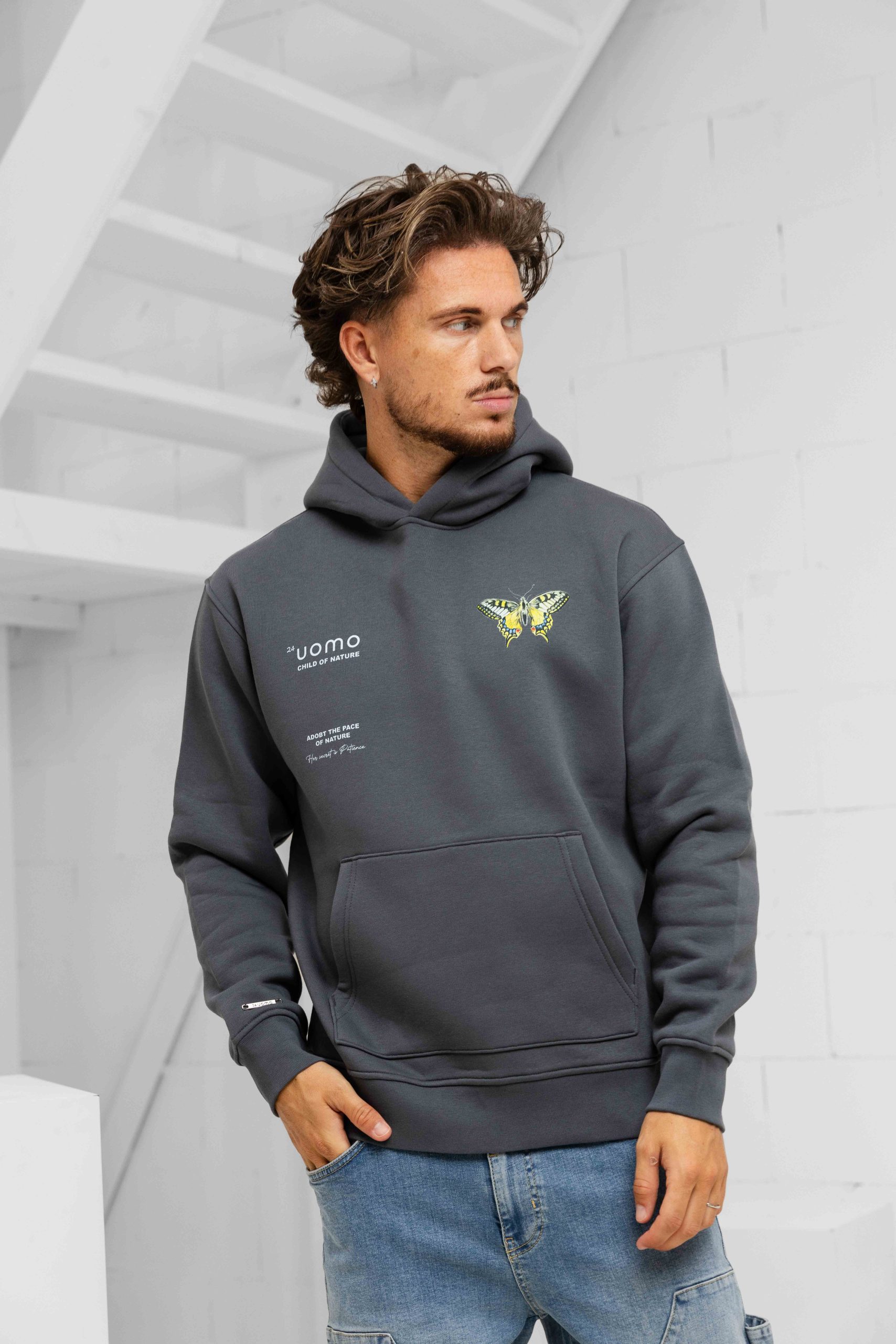 24 Uomo Child Of Nature Hoodie Heren Dark Grey