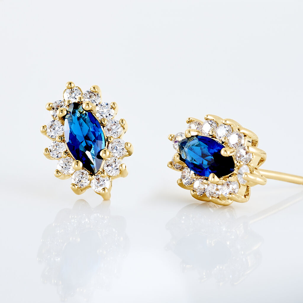 Boucles D'oreilles Puces Lisea Plaqué Or Verre Et Oxyde De Zirconium