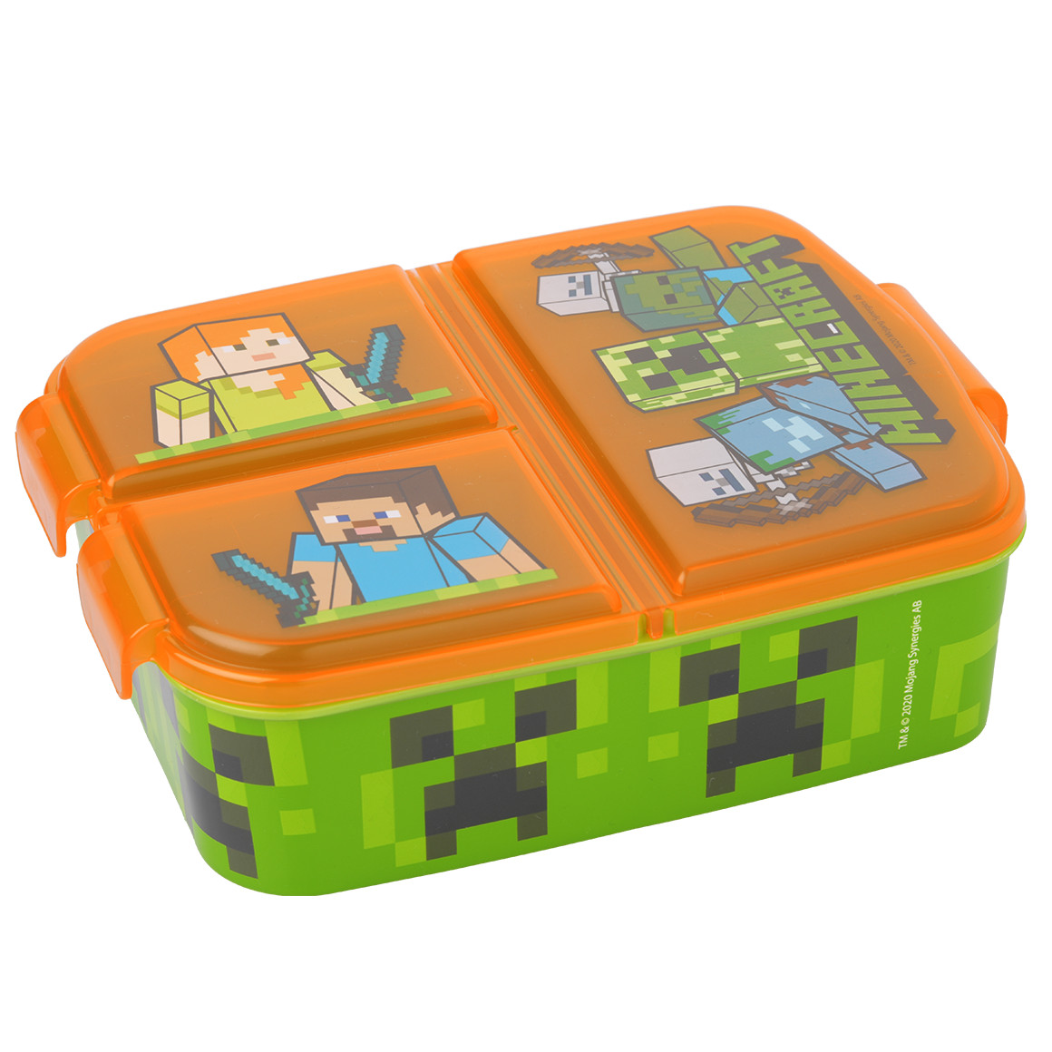 Topolino Minecraft Brotdose mit 3 Fächern grün / orange