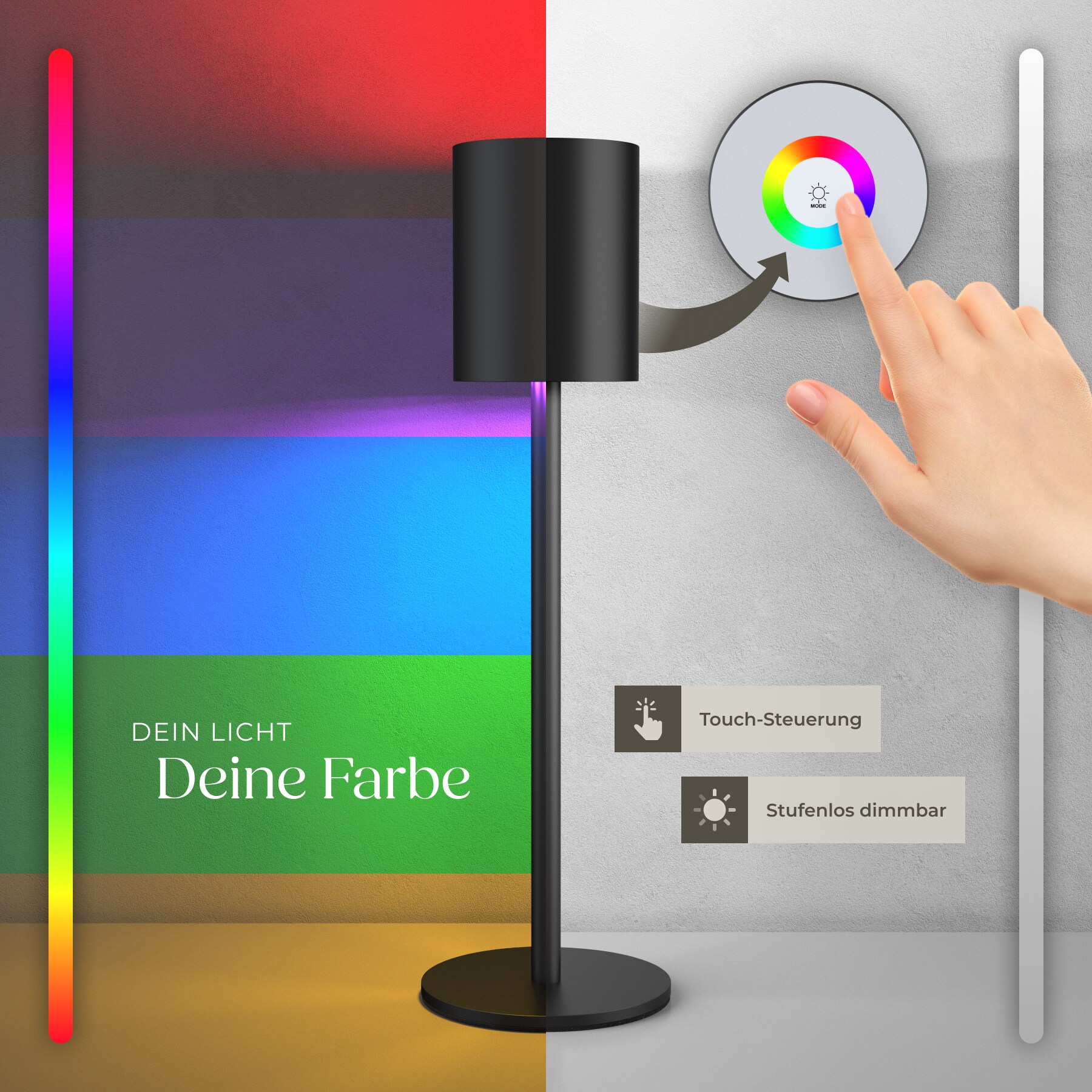 tectake® Akku-Tischlampe, Retro-Design, LED, 5 W, Touchpanel, inkl. Ladekabel, 10 x 37 cm