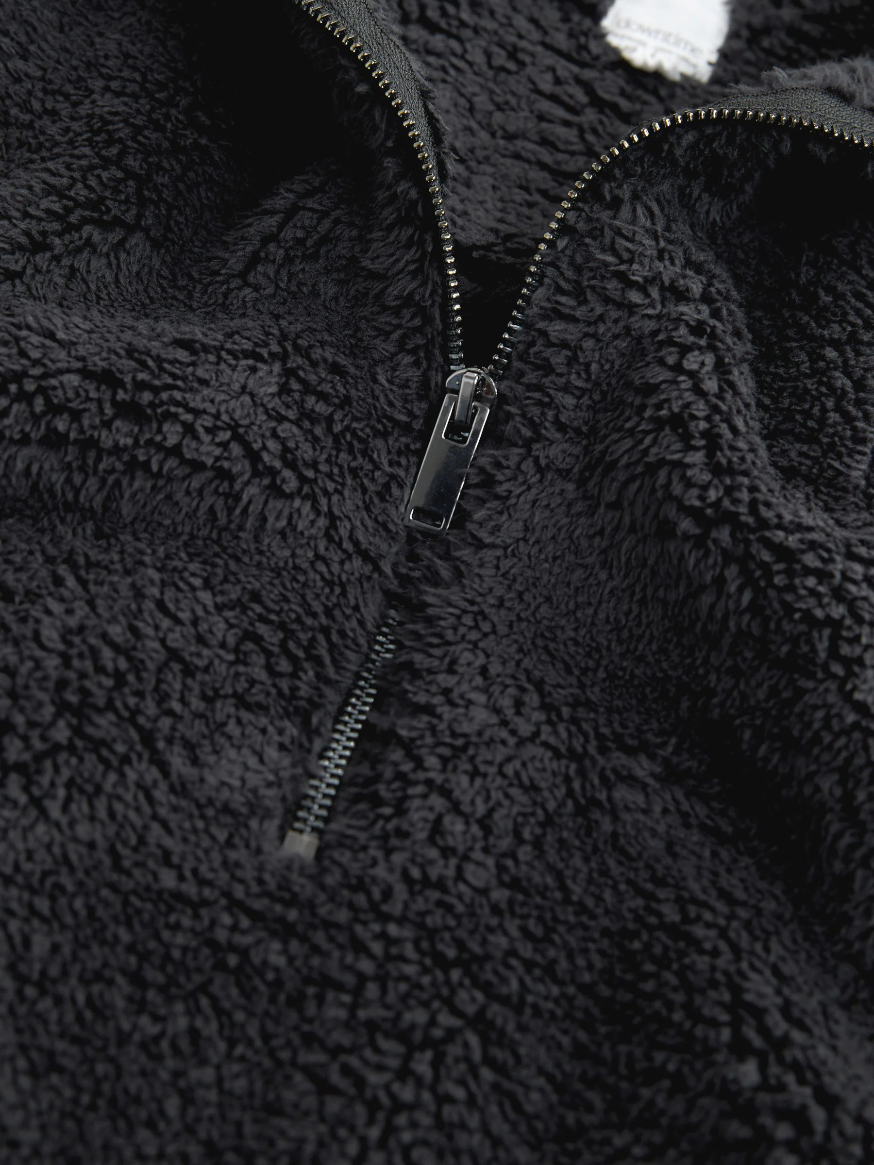 Zwart - Borg fleece met korte rits