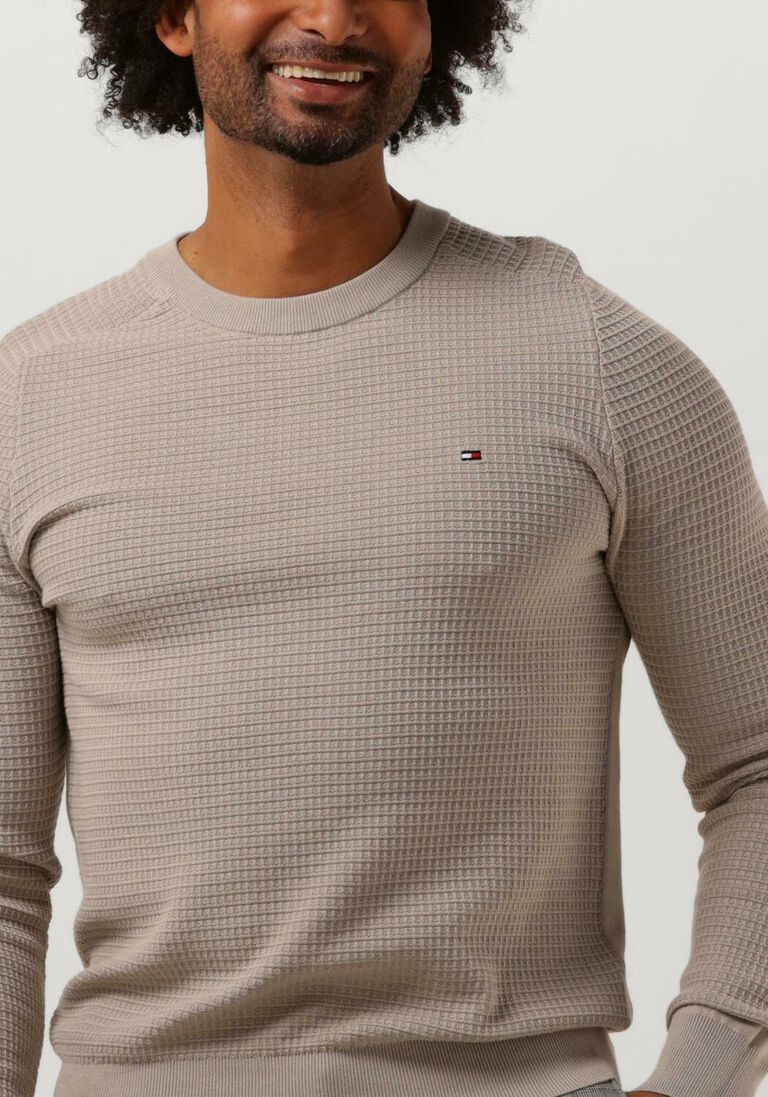 TOMMY HILFIGER beige tommy hilfiger trui spring grid structured crew neck