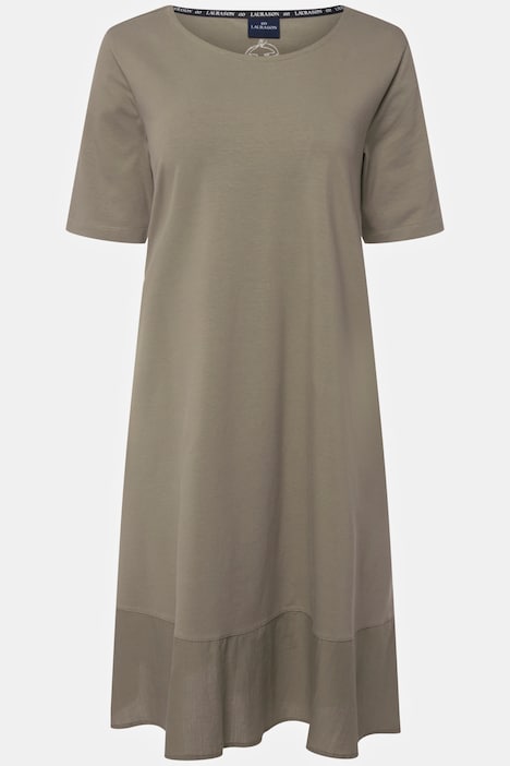 Kleid, Rundhals, Halbarm, weiter Websaum