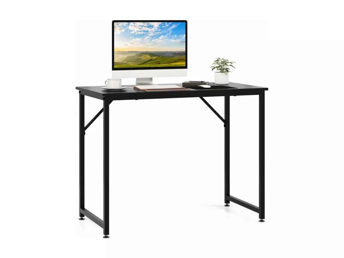 Bureau Informatique Droit - Structure en Métal -100 x 50 x 75 cm - Noir