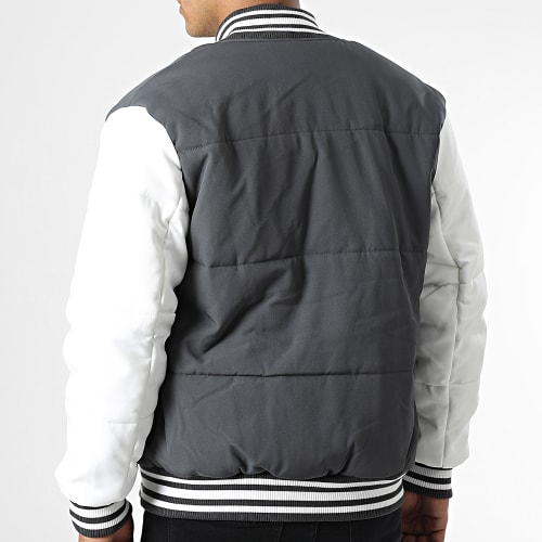 Veste Teddy Gris Anthracite Blanc