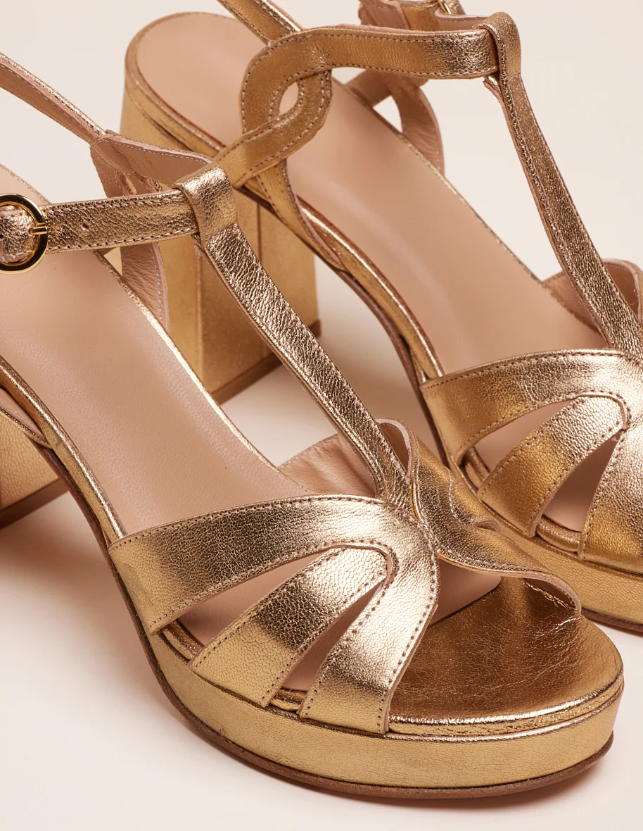 Sandales à talons Blandine - Cuir doré