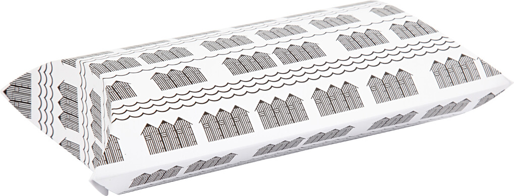 Gaveæske - Badehus - Str. 18X15X6 CM - 300 G - Sort - Hvid - 3 Stk