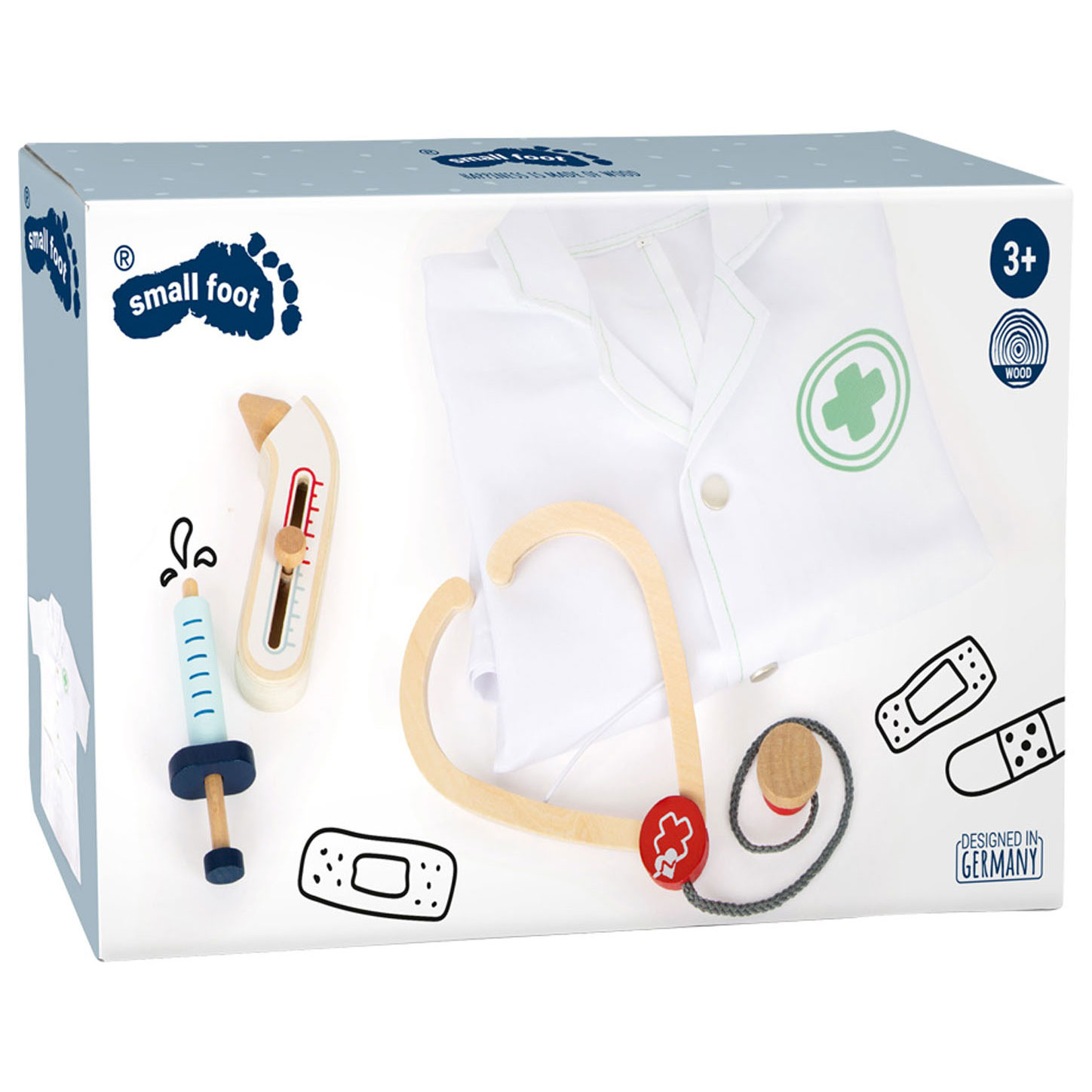 Small Foot-Dokterjas met Houten Accessoires, 4dlg.