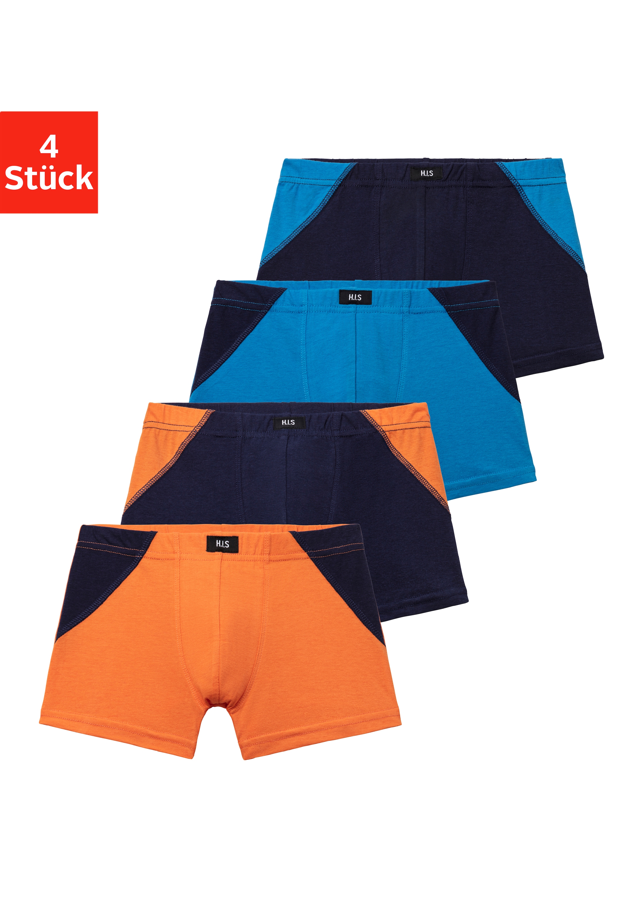 H.I.S Boxer »Boxershorts für Jungen«, 4 Stk. mit coolem Colorblocking für einen sportlichen Auftritt